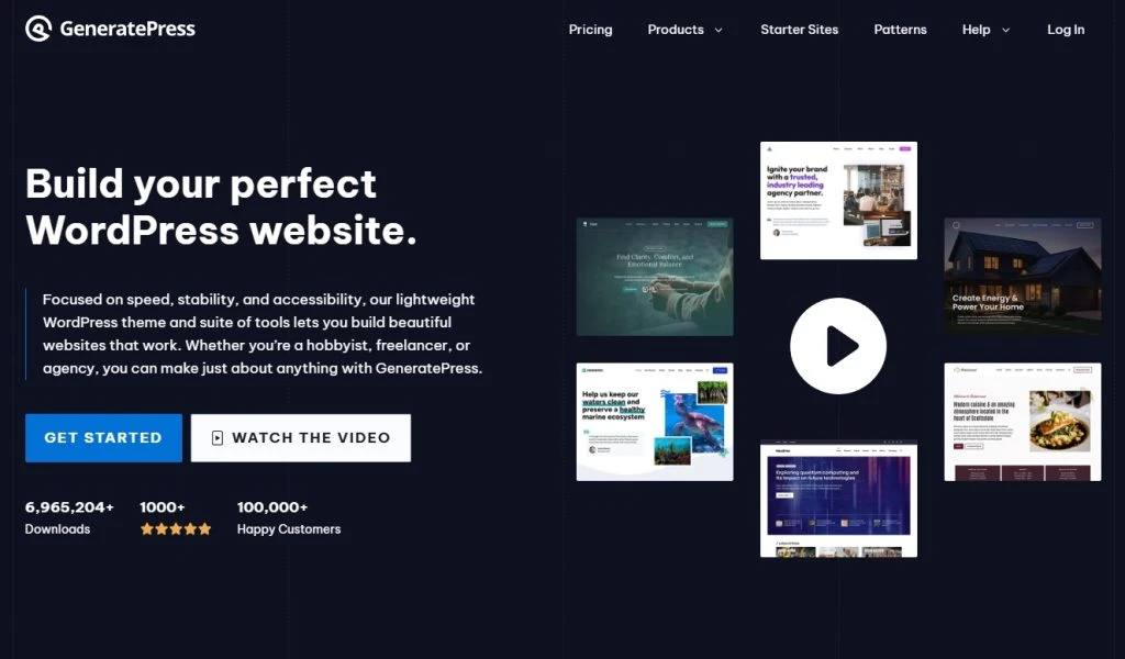 Halaman resmi GeneratePress, tema WordPress paling ringan dengan ukuran file kecil