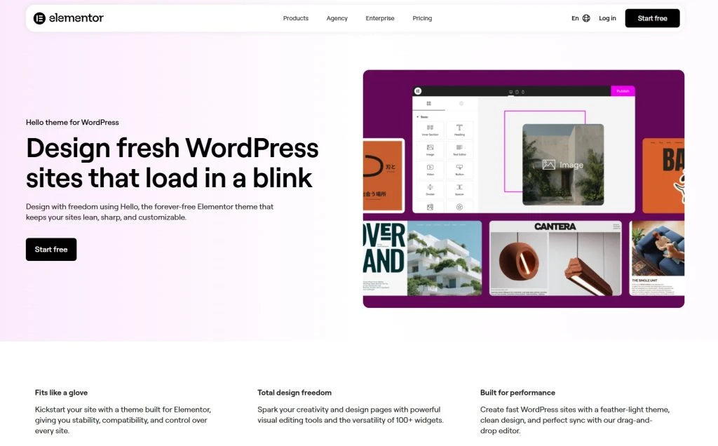 Halaman resmi Hello Elementor, tema WordPress kosong tanpa gaya bawaan