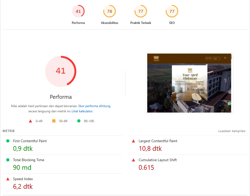 Placeholder — website amaranta sebelum di rebuild dengan performa hanya 41