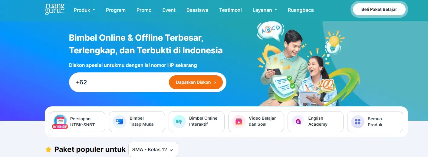 Contoh website Pembelajaran Interaktif Ruangguru