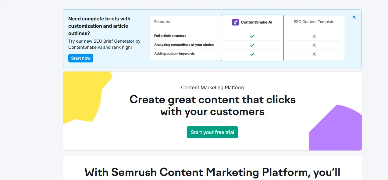 Gambar Content Marketing Platform Semrush