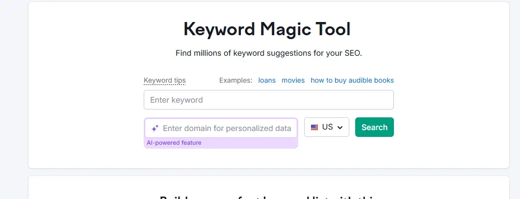 Gambar Keyword Magic Tool Semrush