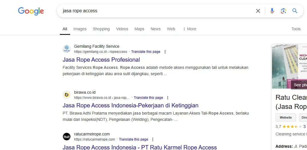 Portofolio jasa SEO Gemilang di Condong Catur Sleman