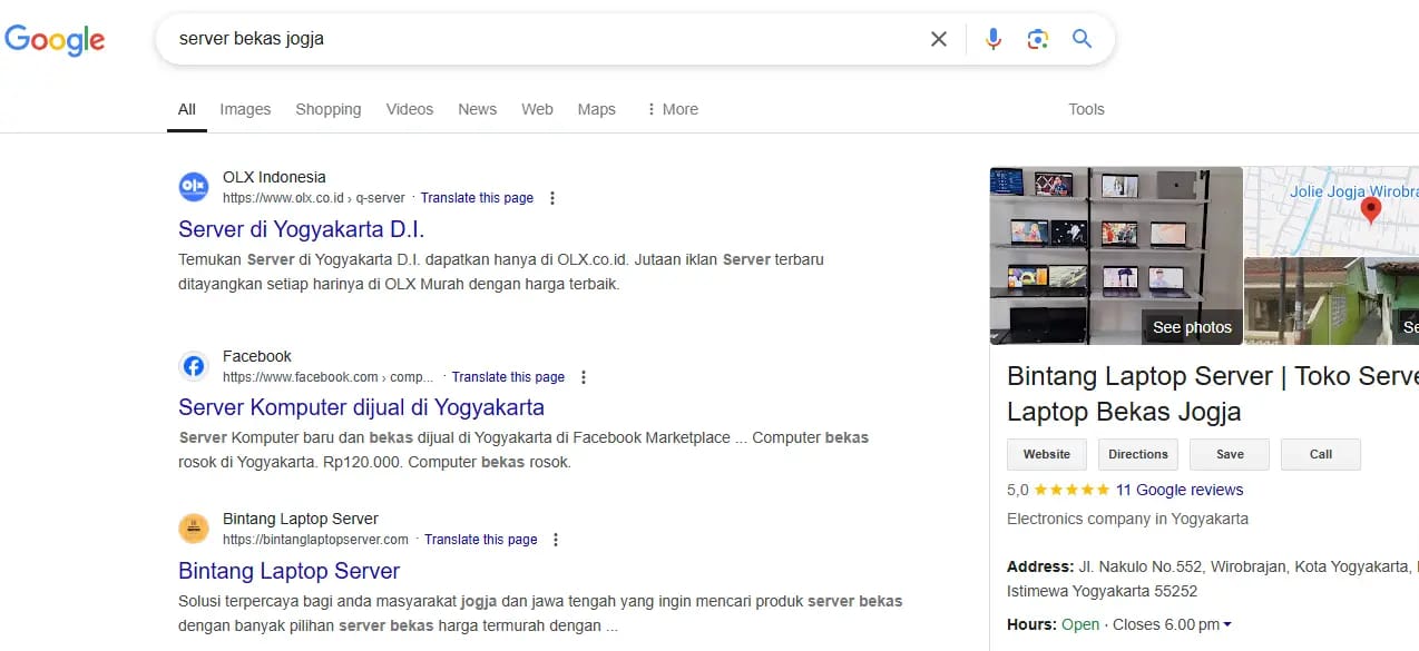 Portofolio jasa SEO Bintang Laptop Server