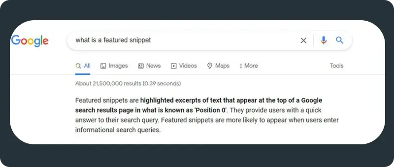 Contoh Gambar hasil Featured Snippets