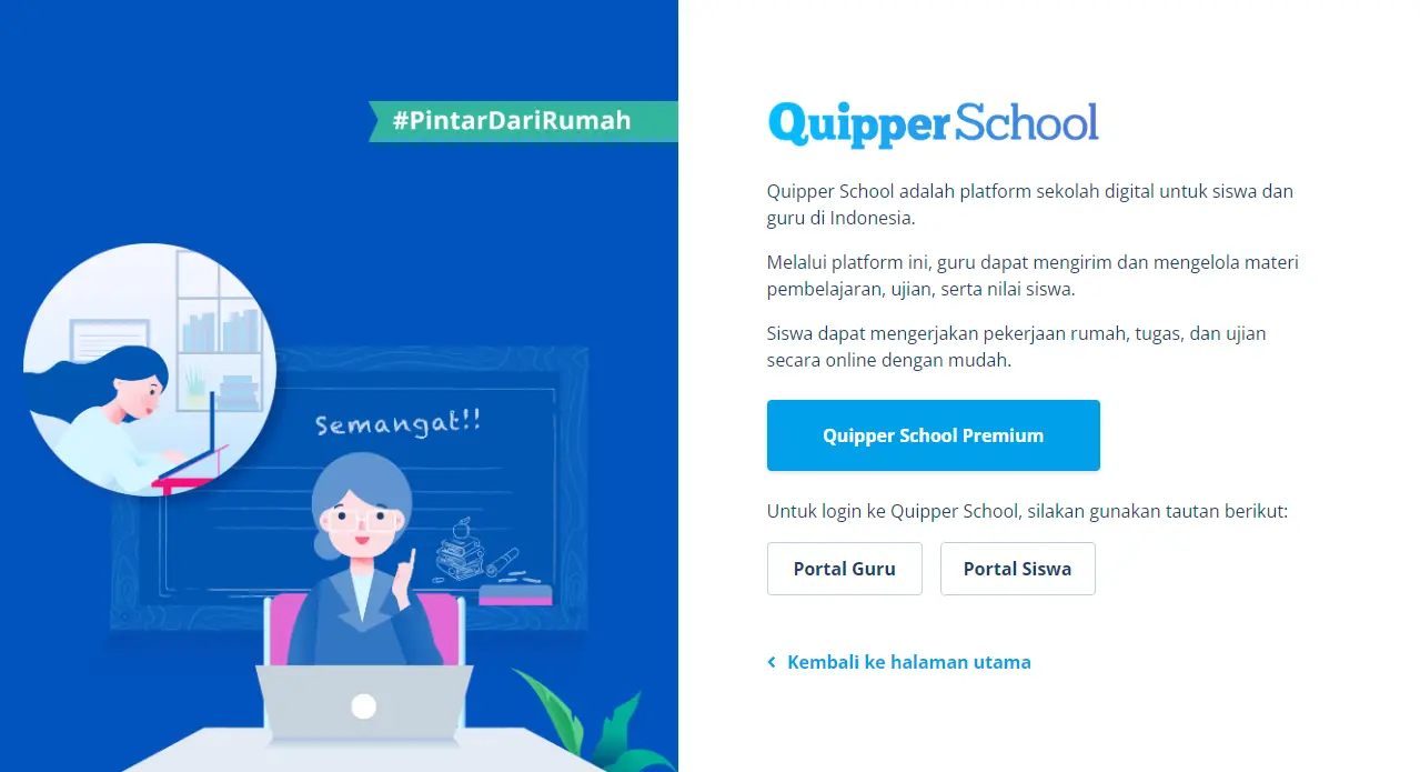 Contoh gambar website Pembelajaran Quipper School